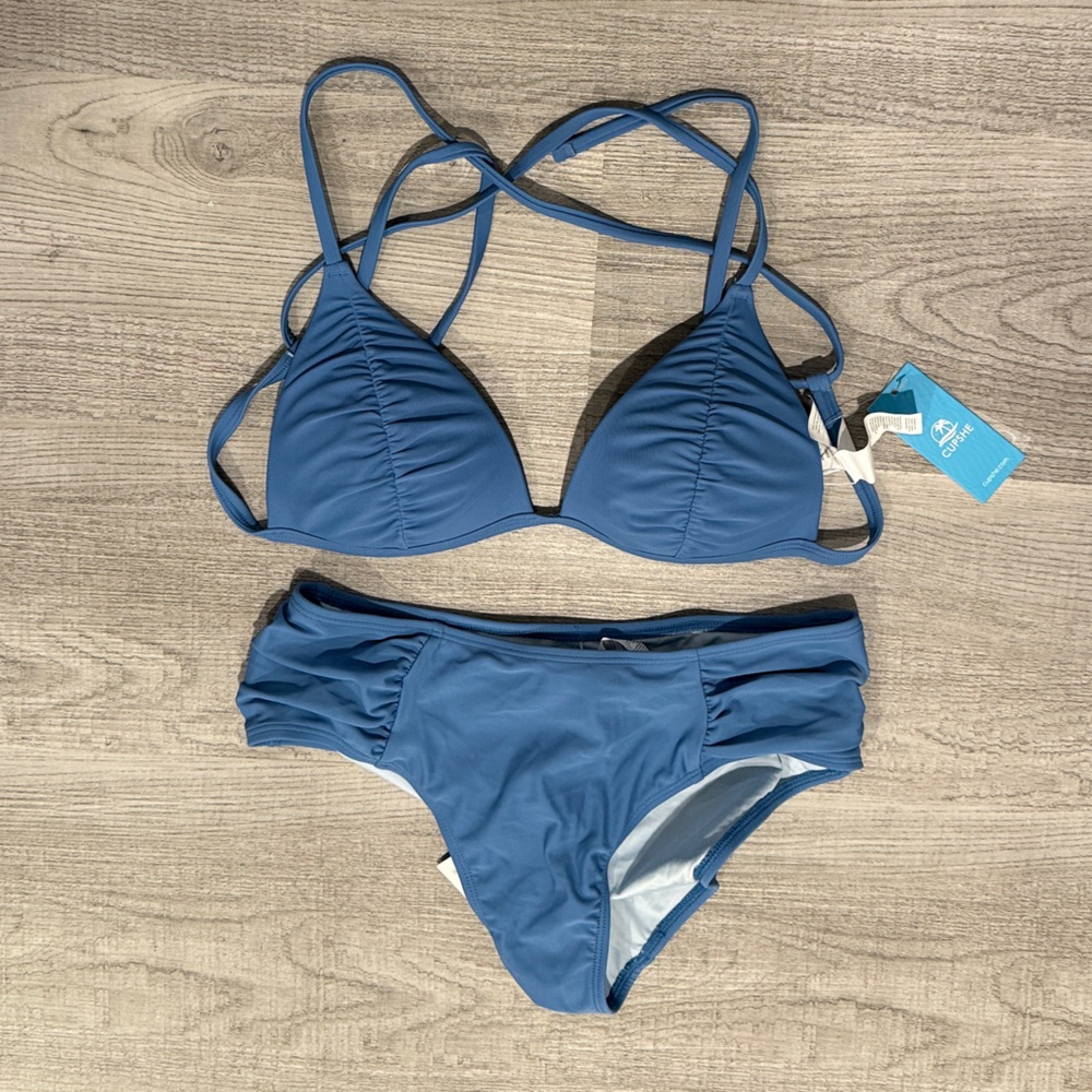 Cupshe Blue Strappy Triangle Bikini Set